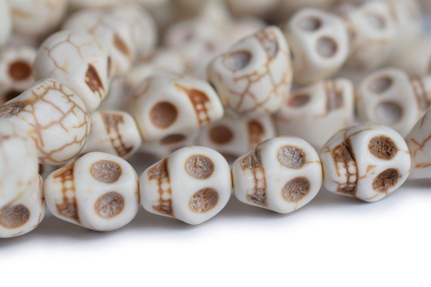 12mm White howlite skull beads for jewelry making – GemWholesales