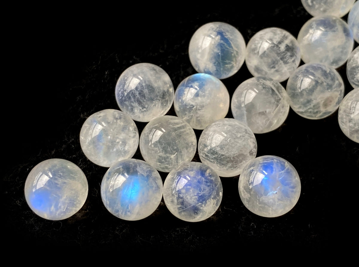 2PCS 8mm AAA Natural Blue white Moonstone undrilled round Sphere beads