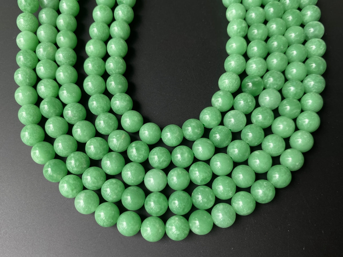 15.5" 8mm natural green angelite stone round beads for jewelry making