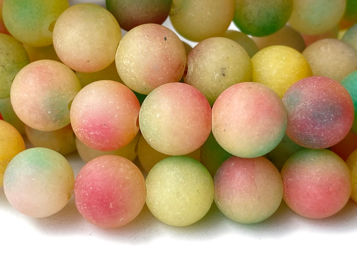 15.5" 8mm matte pink red green yellow Multi color dyed jade Round beads