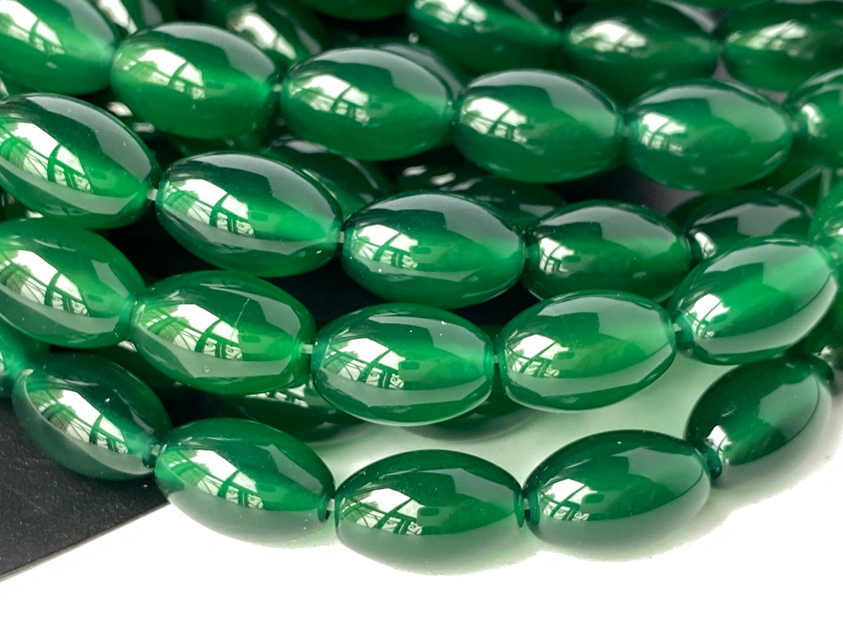 15.5" 8x12mm green Agate olive rice beads for jewelry making
