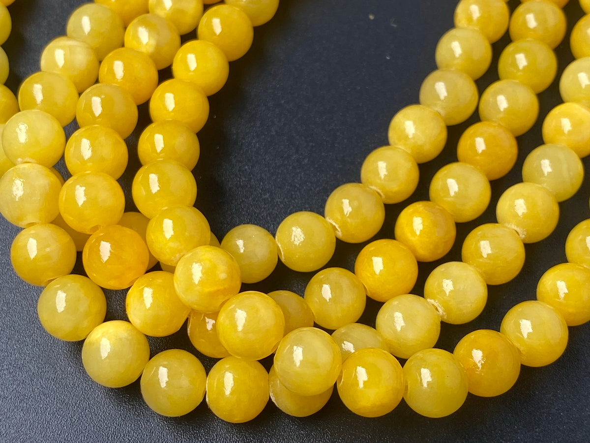15.5" 8mm/10mm/12mm gold yellow dyed jade Round beads