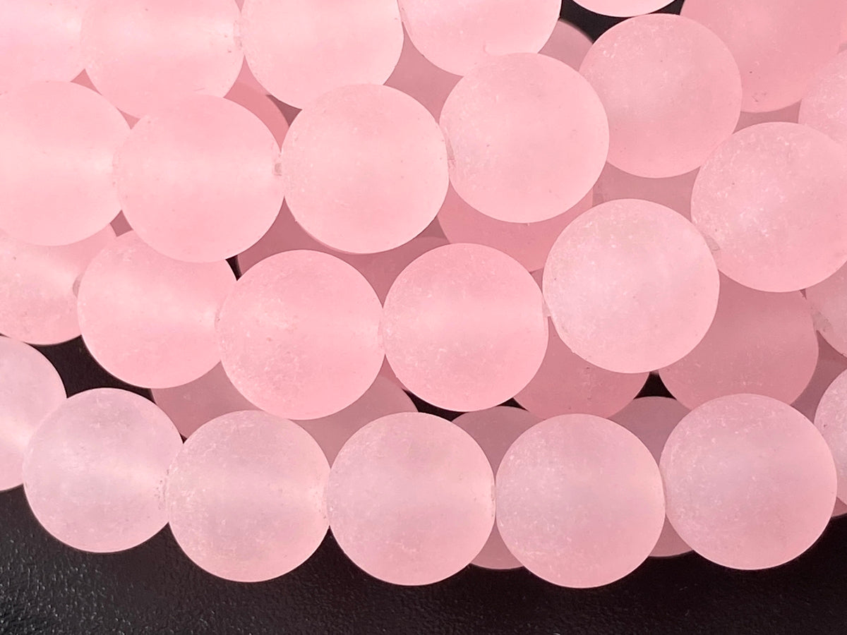 15" 8mm/10mm matte/frosted pink Malaysian jade Round beads