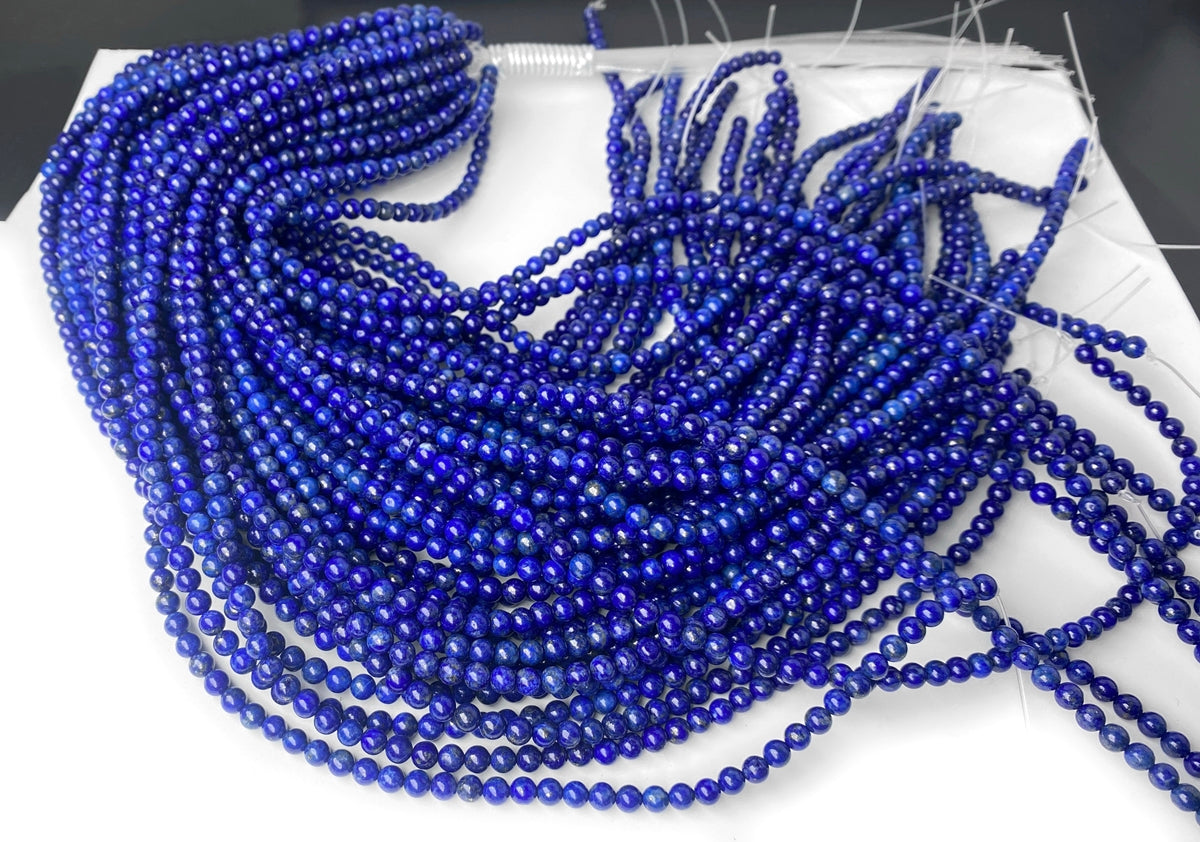 15.75" AA 4mm Genuine Natural Lapis lazuli stone round beads gemstone