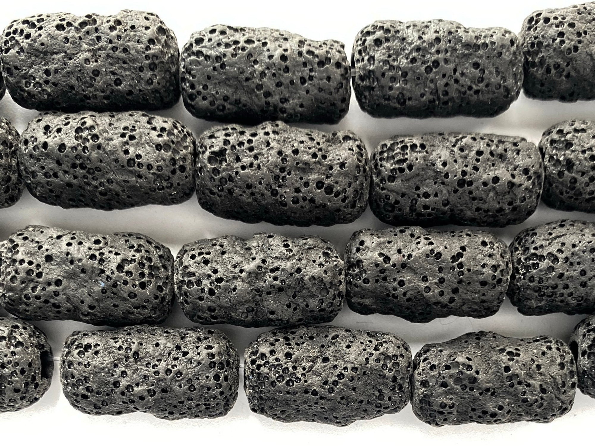 15" 11x20mm black Lava long Tube Gemstone beads