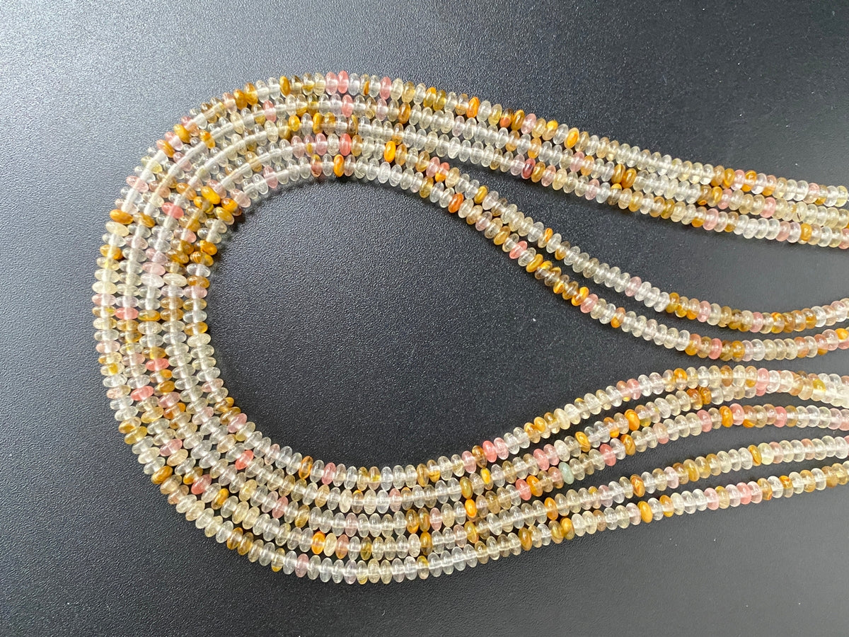 15.5" 2x4mm Fire Cherry Quartz rondelle beads, roundel beads
