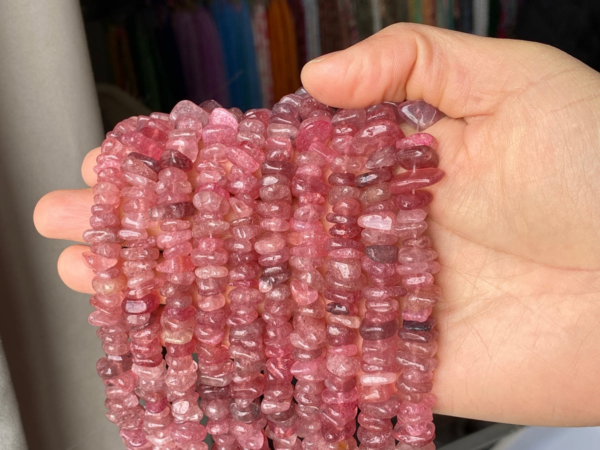 15.5" 10~15mm Natural red strawberry quartz tumbled chips beads strand