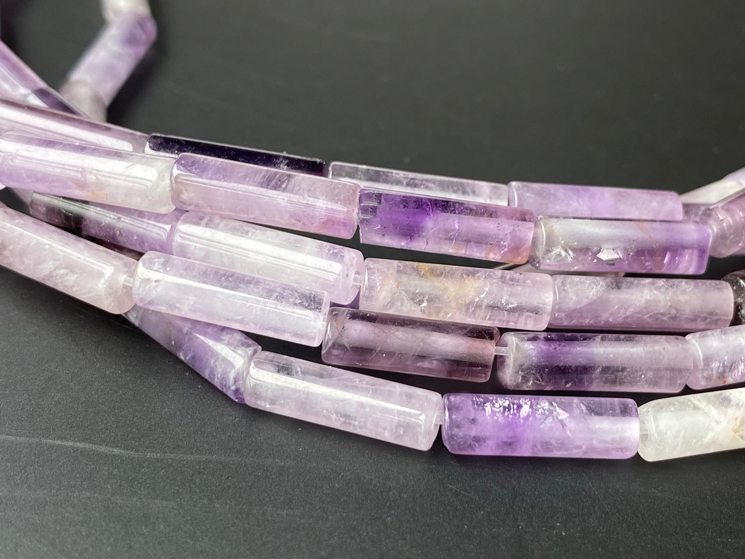 15.5" Natural Amethyst 4x13mm round tube/cylinder beads