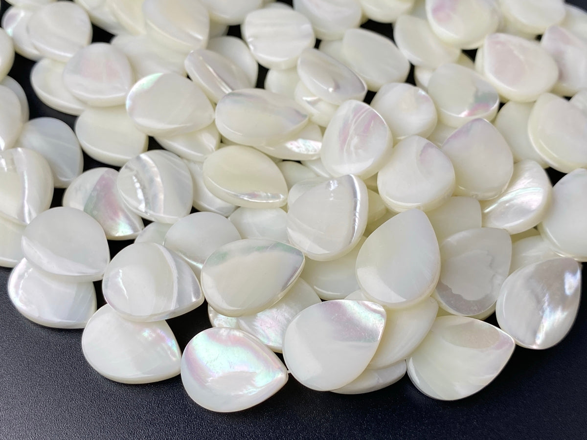 15.5" 13x18mm Natural white mother of pearl(MOP) flat teardrop beads