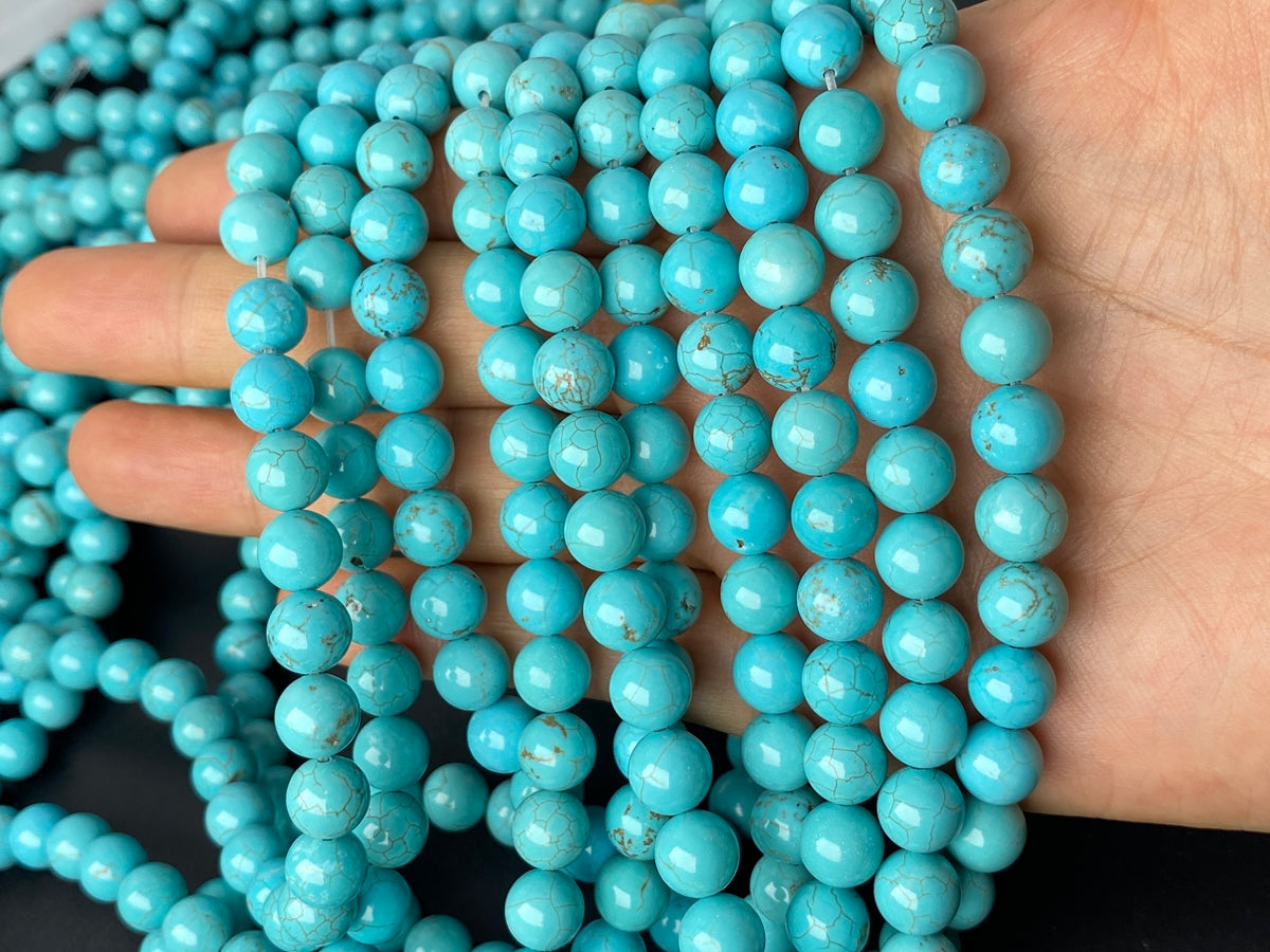 15.5" 4mm Blue howlite stone round beads