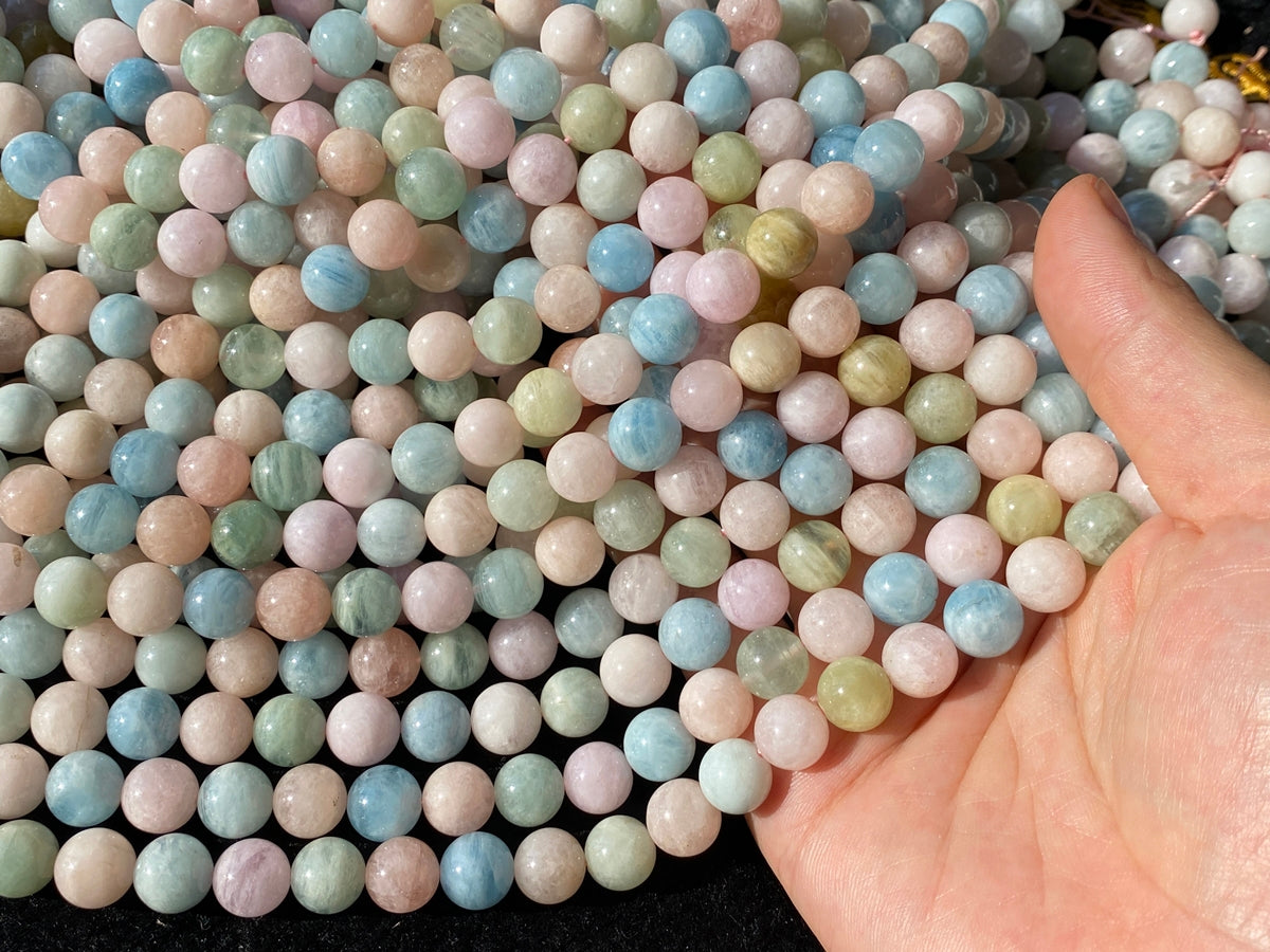 15.5" 10mm Natural Morganite stone multi color Round gemstone Beads