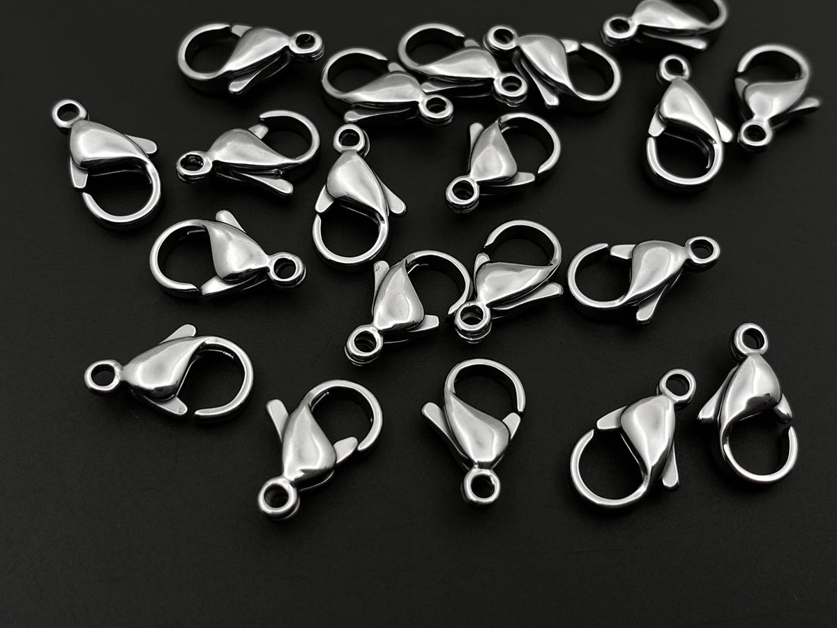 20PCS 12x6mm Stainless steel metal jewelry lobster claw clasps