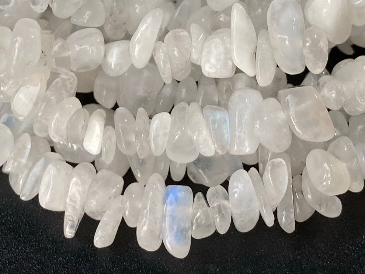 34" Natural moonstone 5x10mm chips beads, white gemstone small chips
