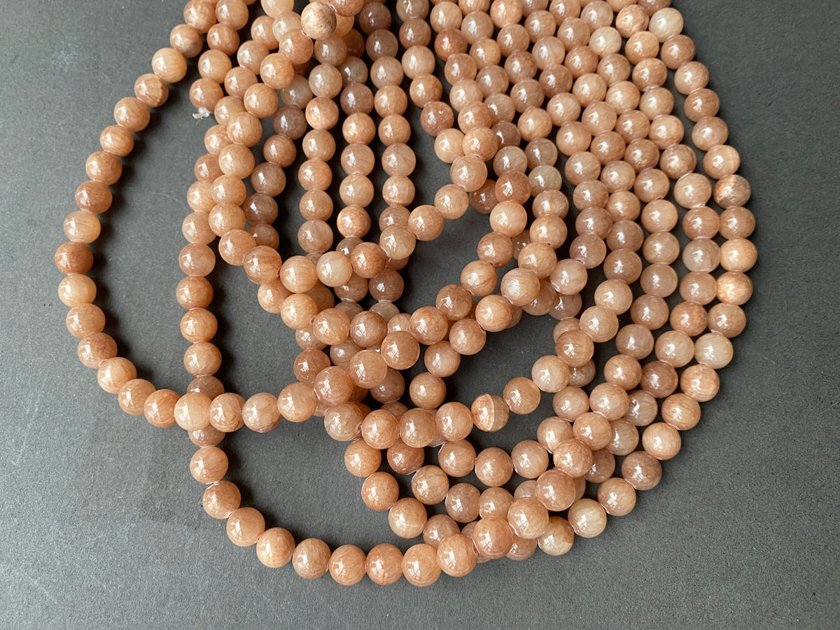 15" 6mm/8mm/10mm brown dyed jade Round beads