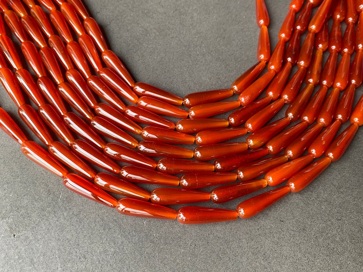 15.5" 8x30mm dark red agate teardrop beads, DIY jewelry beads