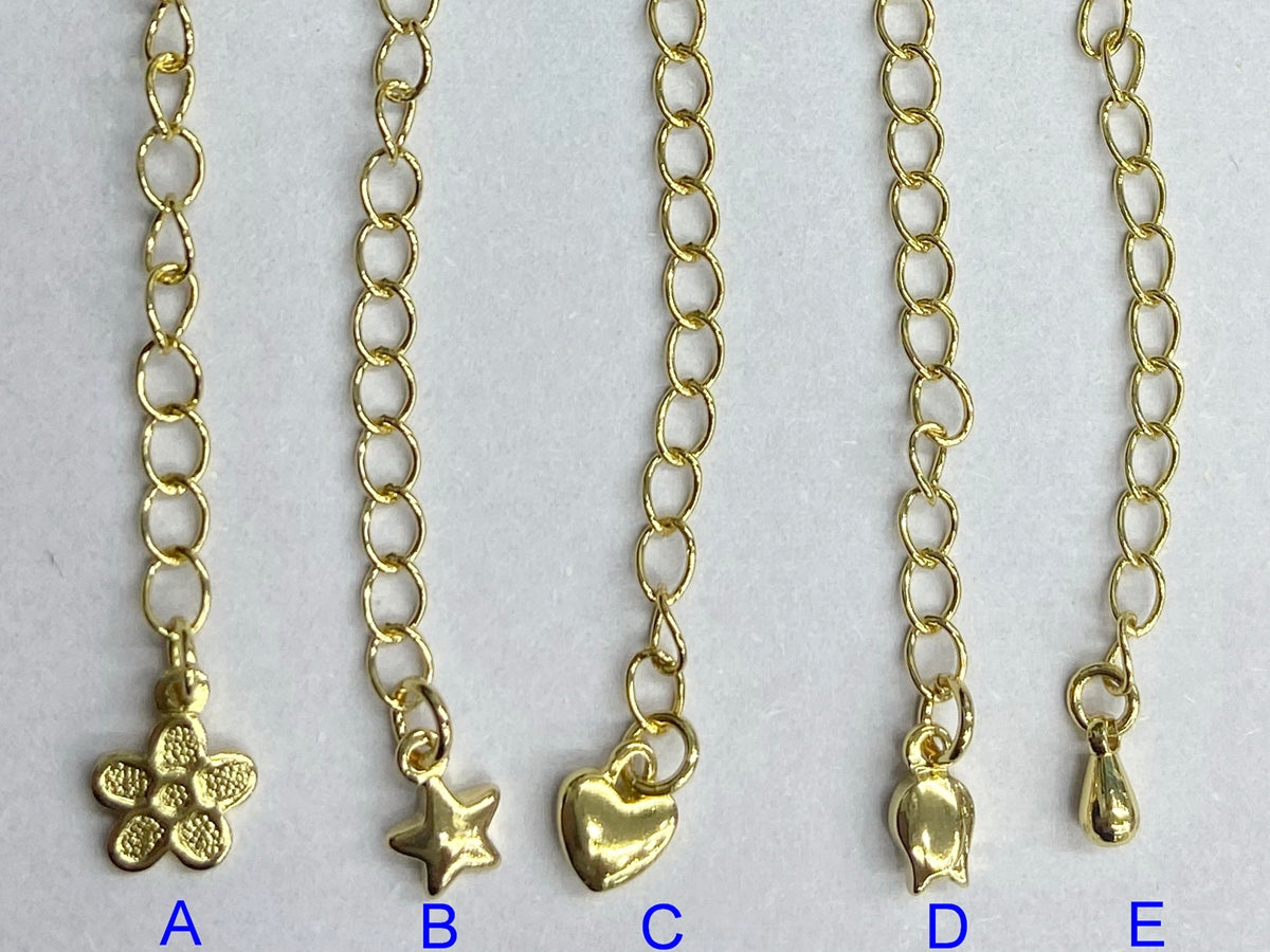 10PCS 7cm gold plated brass extender tail chain with charm