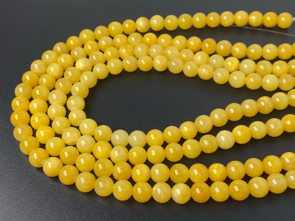 15" 6mm gold yellow dyed jade Round beads