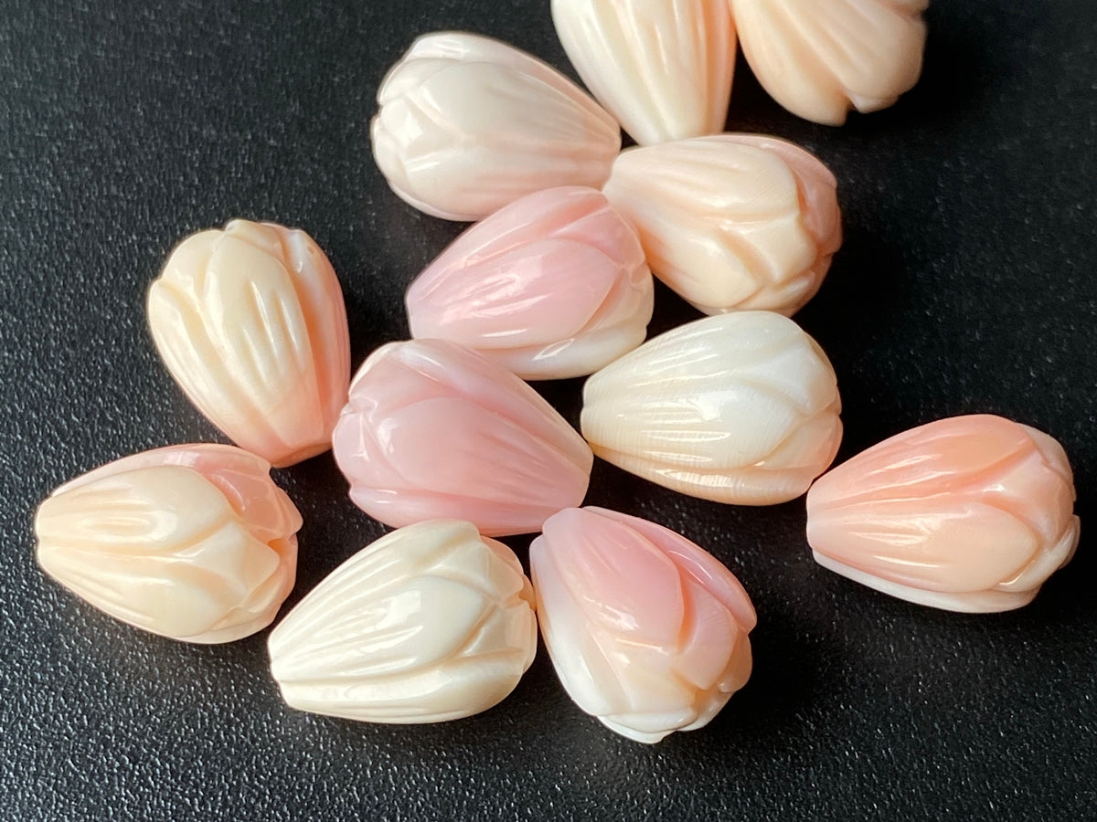 10PCS 8x11mm Natural pink queen conch shell Magnolia Blossom flower beads