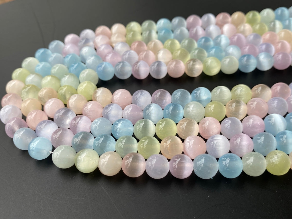 15" 8mm Multi rainbow color calcite stone round beads