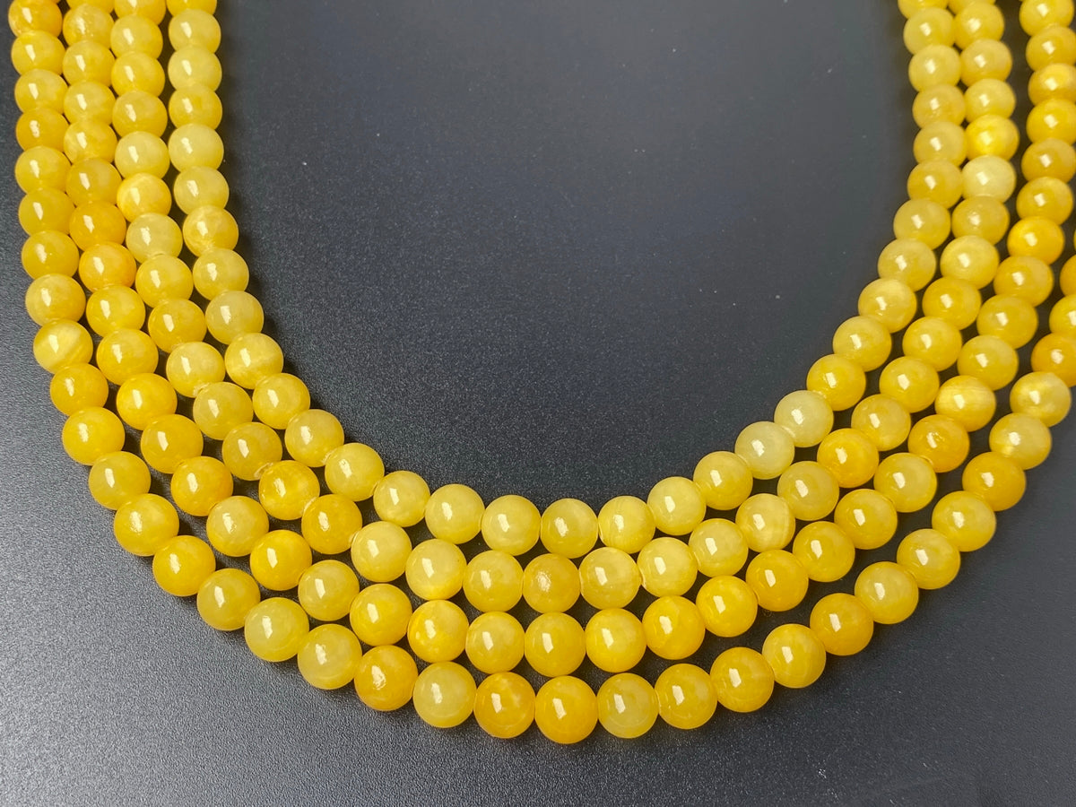 15.5" 8mm/10mm/12mm gold yellow dyed jade Round beads