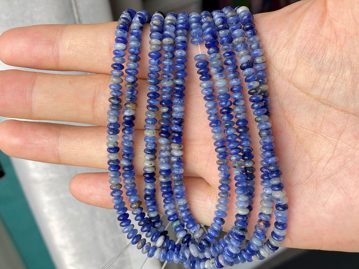 15.5" 2x4mm Natural sodalite stone rondelle beads, roundel beads