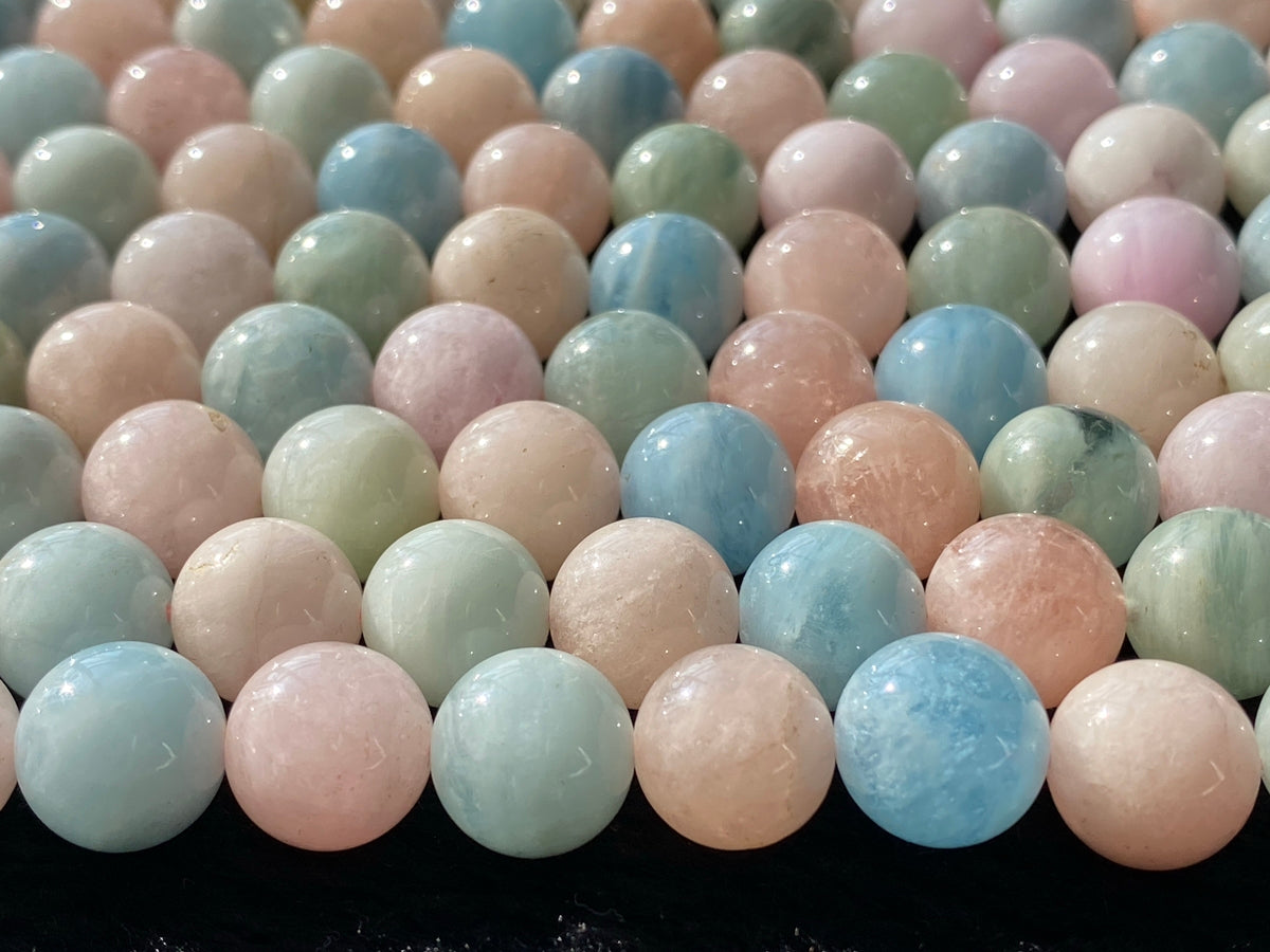 15.5" 10mm Natural Morganite stone multi color Round gemstone Beads
