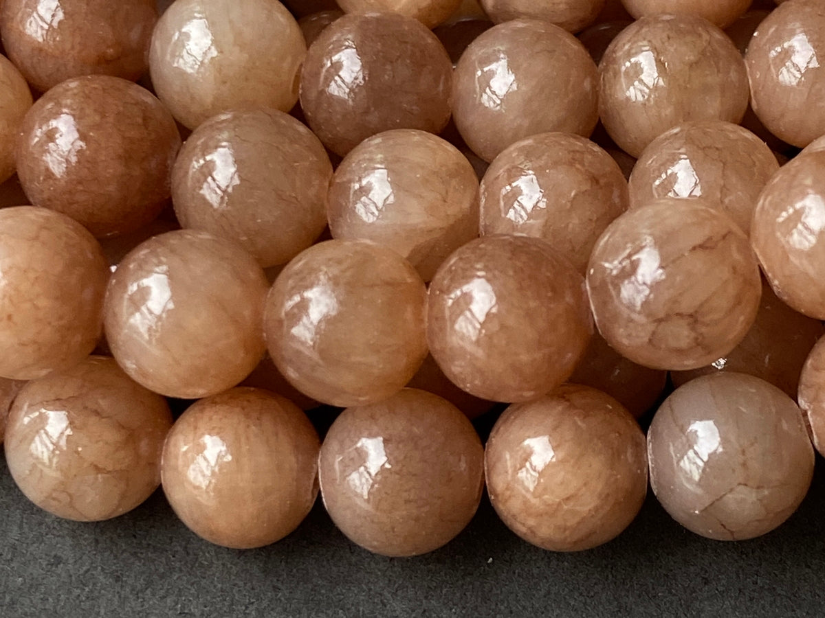 15" 6mm/8mm/10mm brown dyed jade Round beads