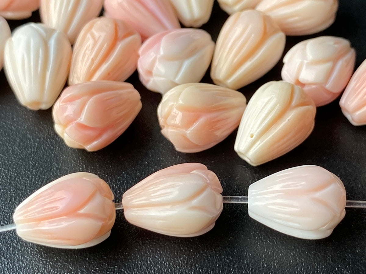 10PCS 8x11mm Natural pink queen conch shell Magnolia Blossom flower beads