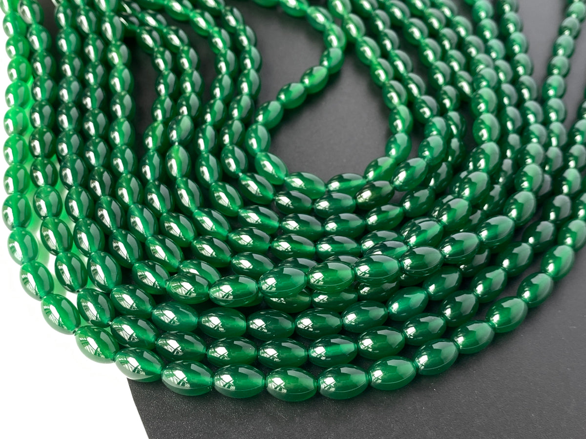 15.5" 8x12mm green Agate olive rice beads for jewelry making