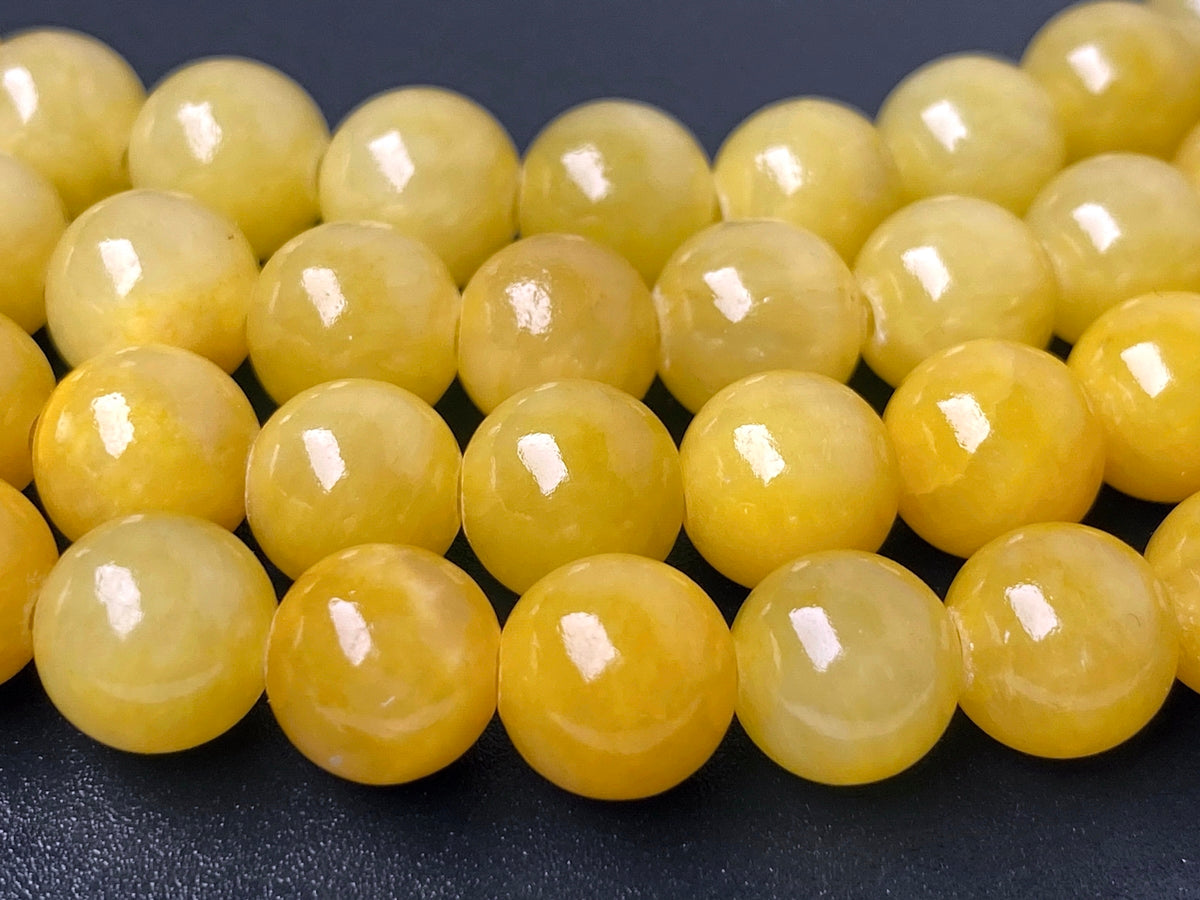 15" 6mm gold yellow dyed jade Round beads