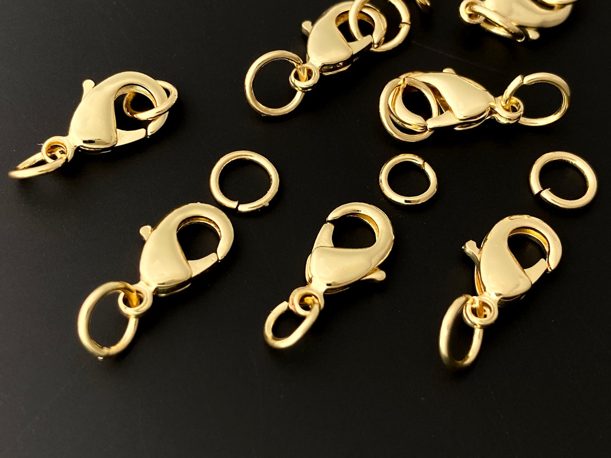 10PCS 12x7mm gold plated brass metal jewelry lobster claw clasps