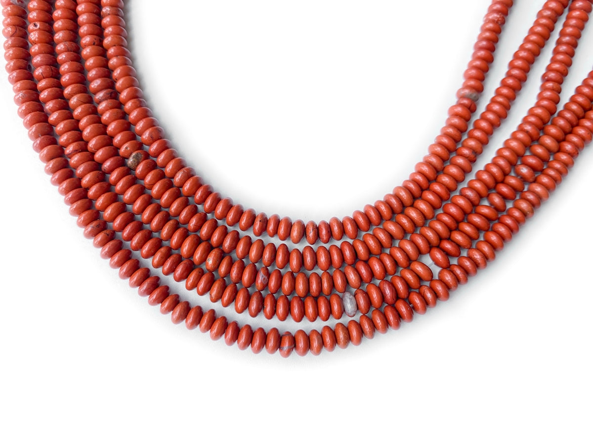 15.5" 2x4mm Natural red jasper rondelle beads, roundel beads