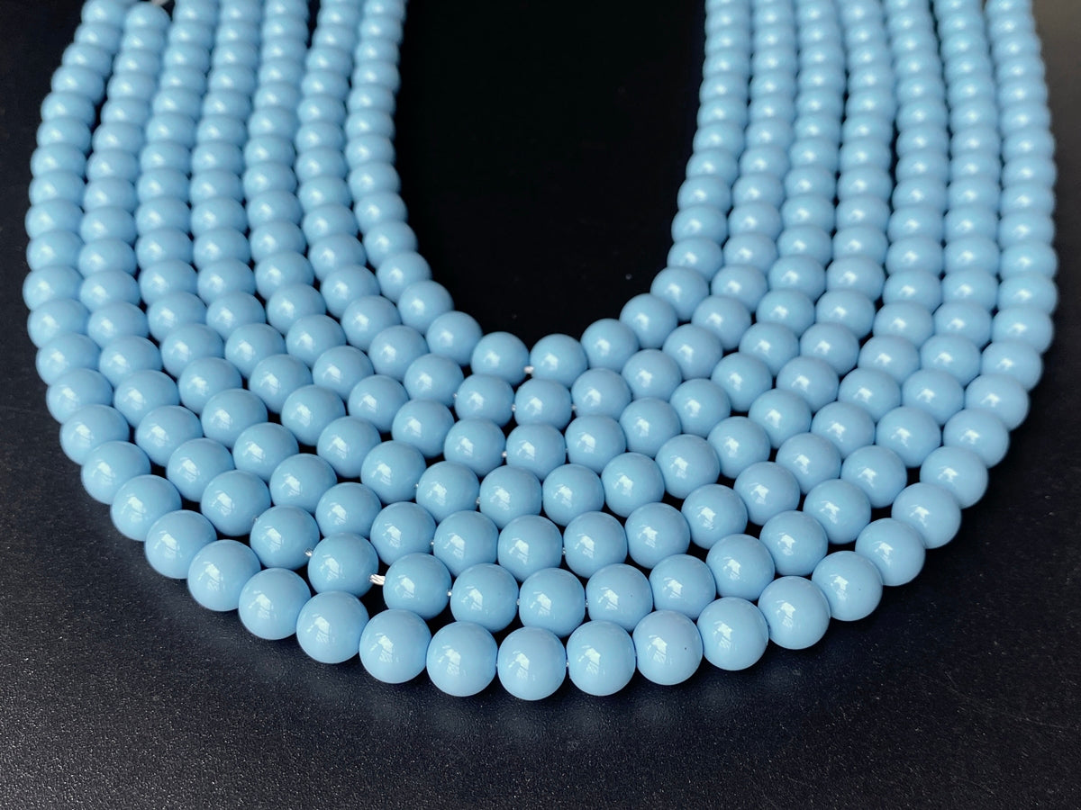 15.5" Glass druk round beads angelite blue 6mm/8mm/10mm