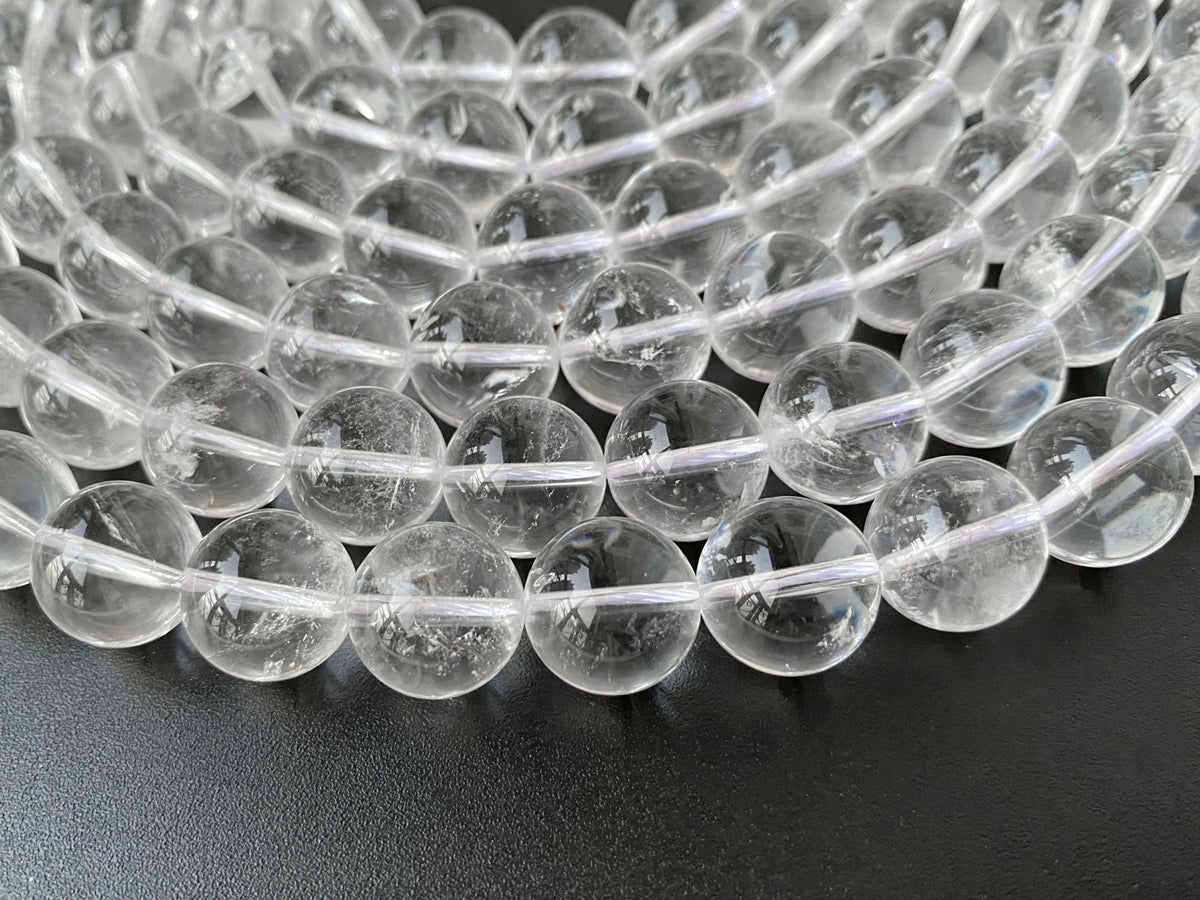 14.5" 14mm Natural rock crystal quartz round beads 1.5mm hole AB