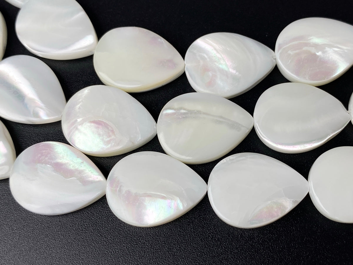 15.5" 13x18mm Natural white mother of pearl(MOP) flat teardrop beads