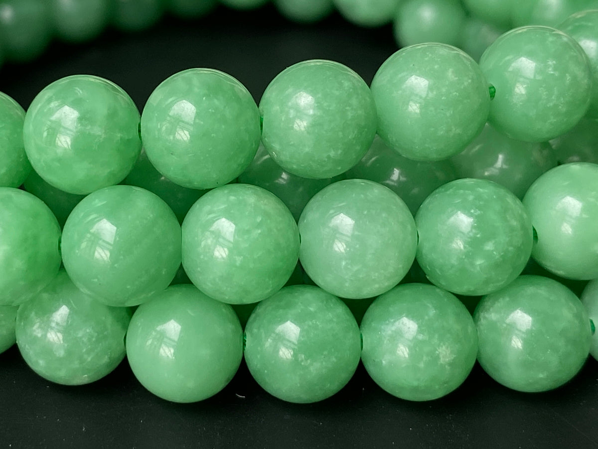 15.5" 8mm natural green angelite stone round beads for jewelry making