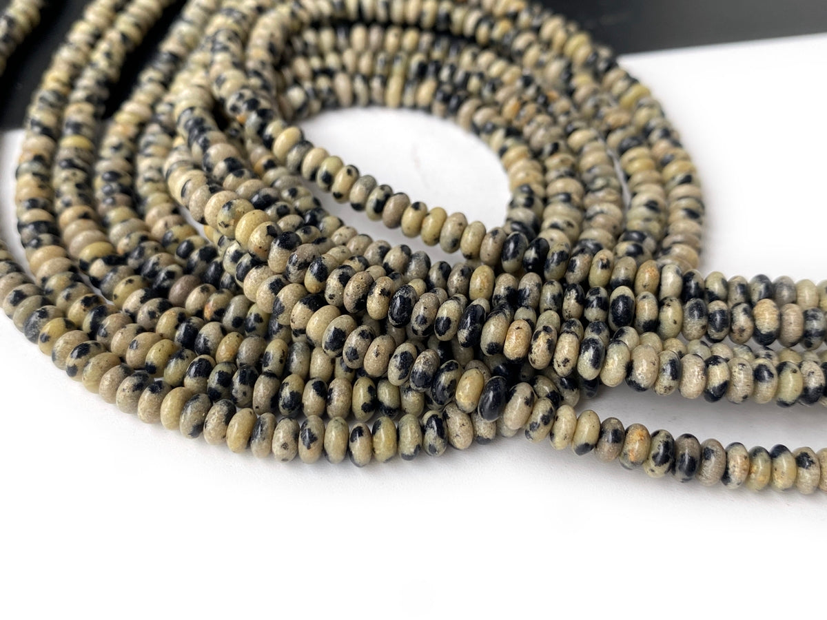 15.5" 2x4mm Natural dalmation jasper rondelle beads, roundel beads