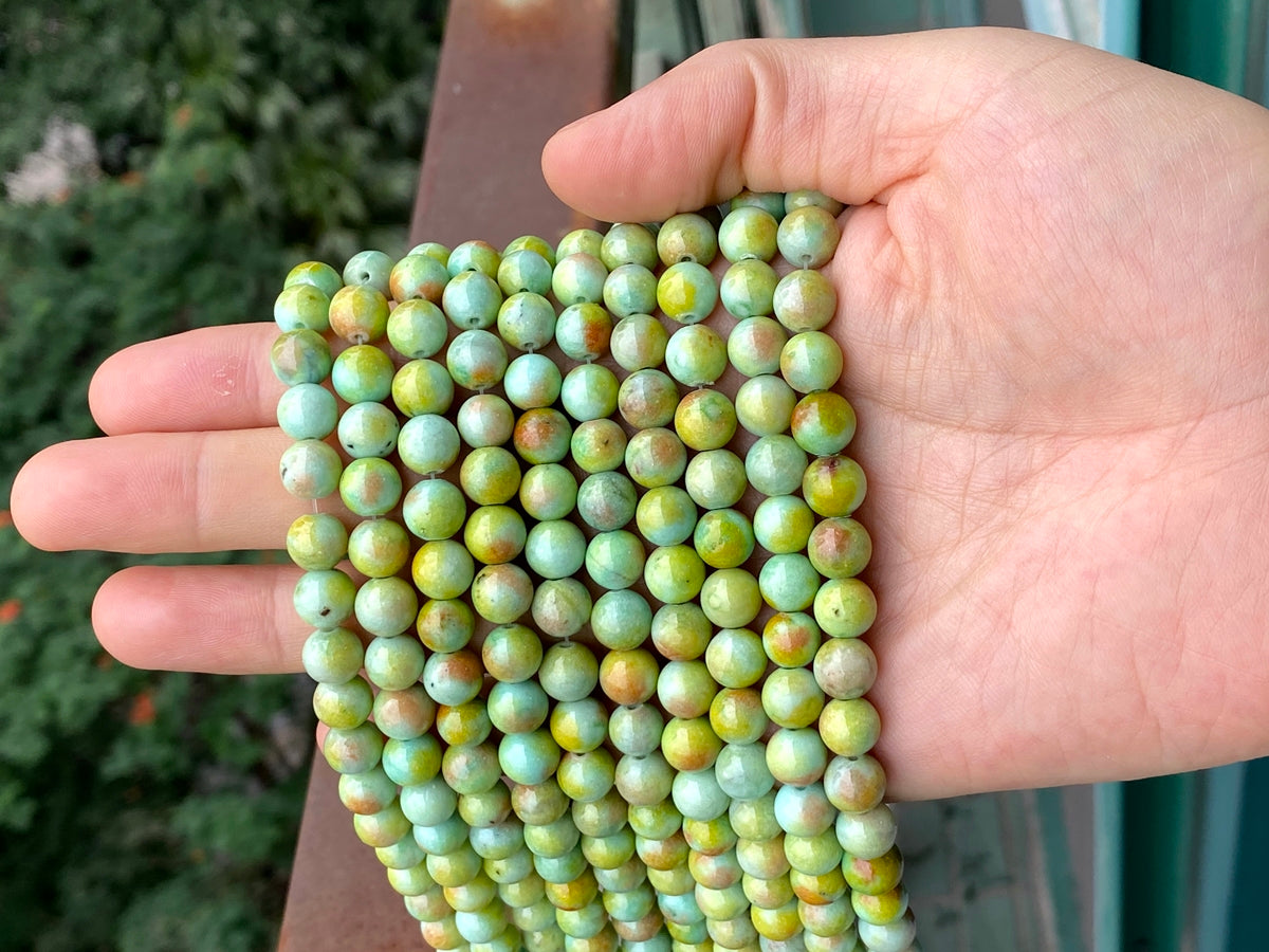 15.5" 8mm Dyed Green blue brown jade round jewelry beads supply 17