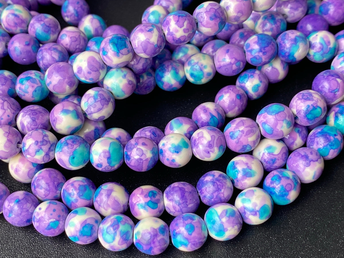 15.5" 4mm/6mm/8mm/10mm/12mm/14mm/16mm Dyed lavender rain flower stone round beads