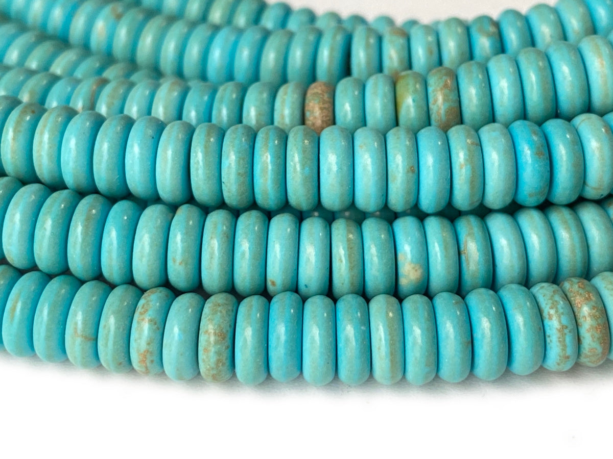 15" 3x6mm Blue artificial turquoise wheel beads, howlite rondelle beads