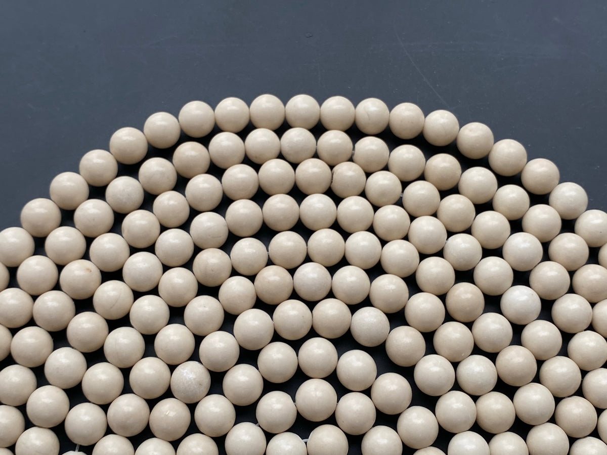 15.5" 6mm/8mm/10mm/12mm Natural beige fossil stone round beads