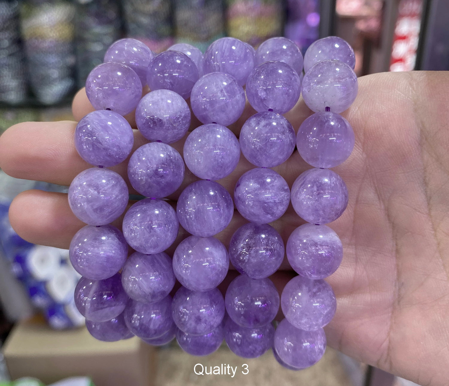 14mm AA Natural Milky lavender amethyst round beads