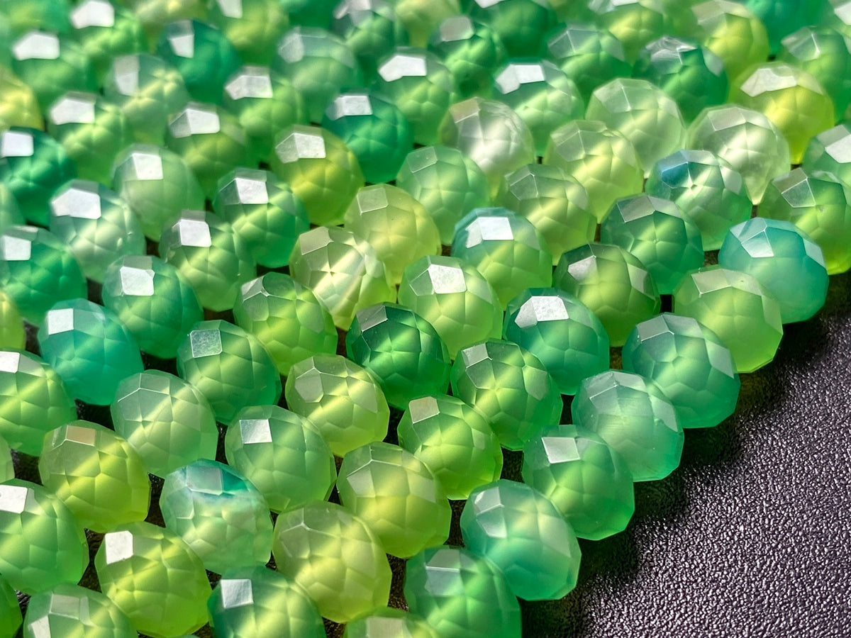 15.5" 5x8mm multi Green color agate rondelle/roundel faceted beads