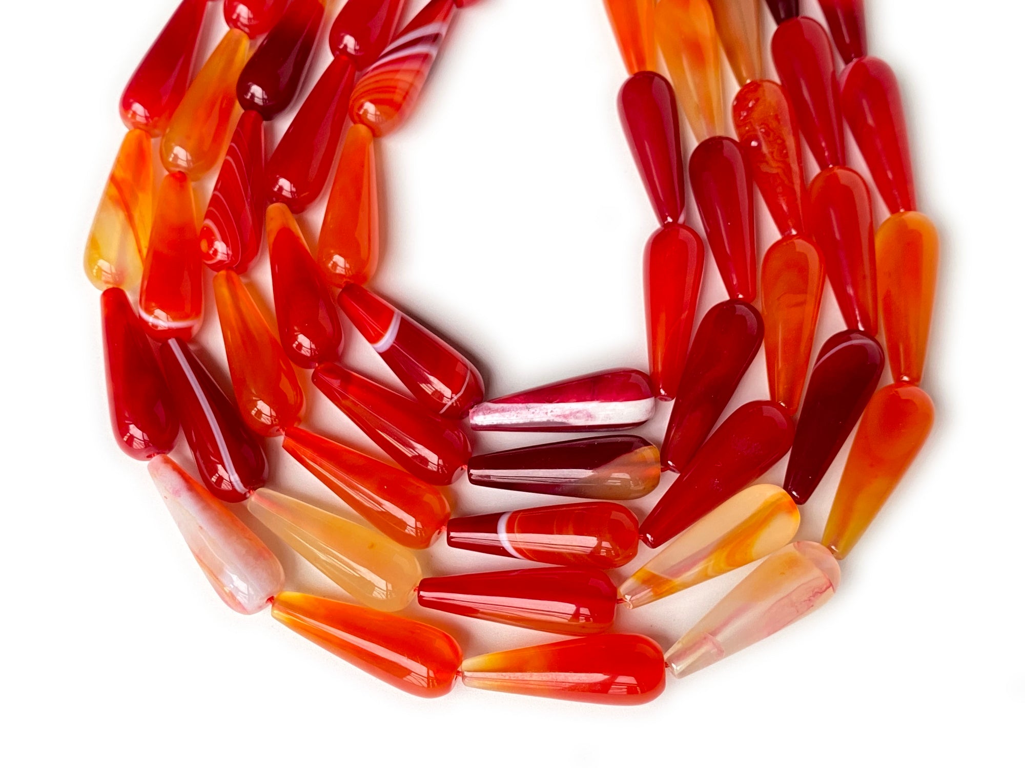 15.5" 10x30mm red agate teardrop beads, DIY jewelry beads