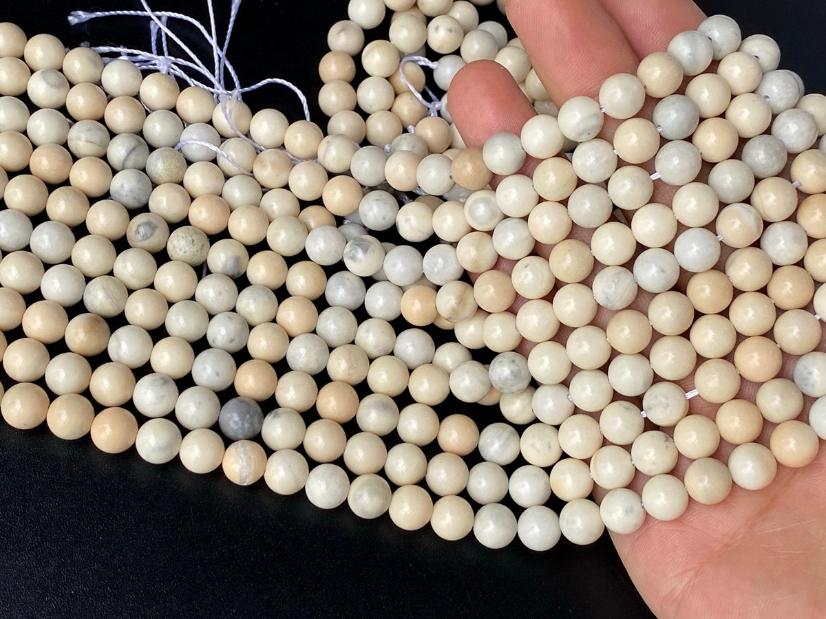 15.5" 8mm Natural Cream beige color Ivory jasper round beads