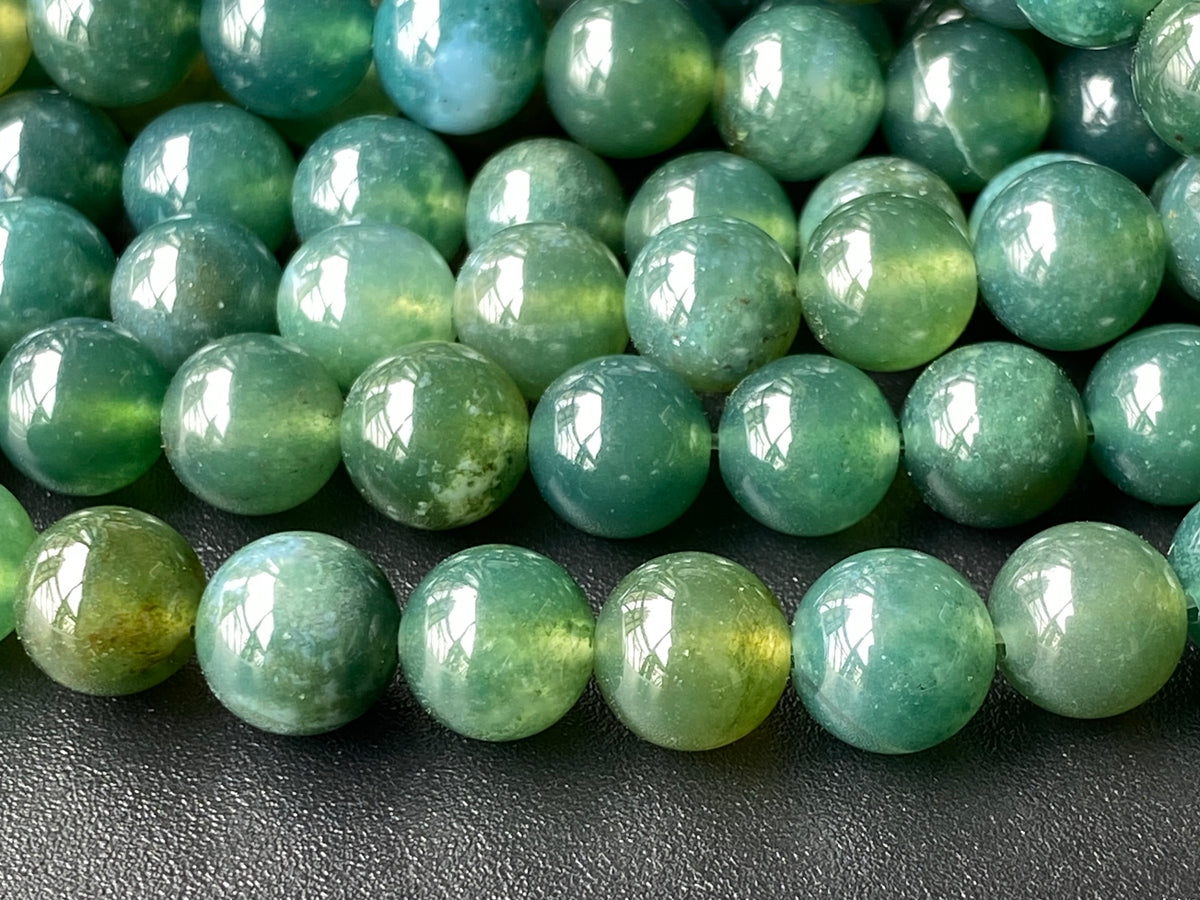 15.5" natural 4mm green moss Agate Round beads