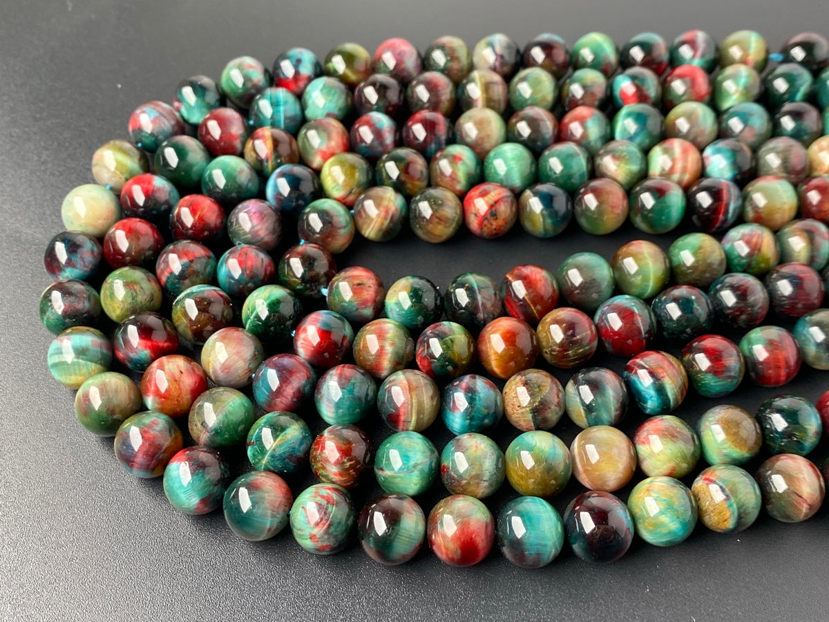 15.5" 8mm/10mm Dyed green Blue dream tiger eye stone round beads