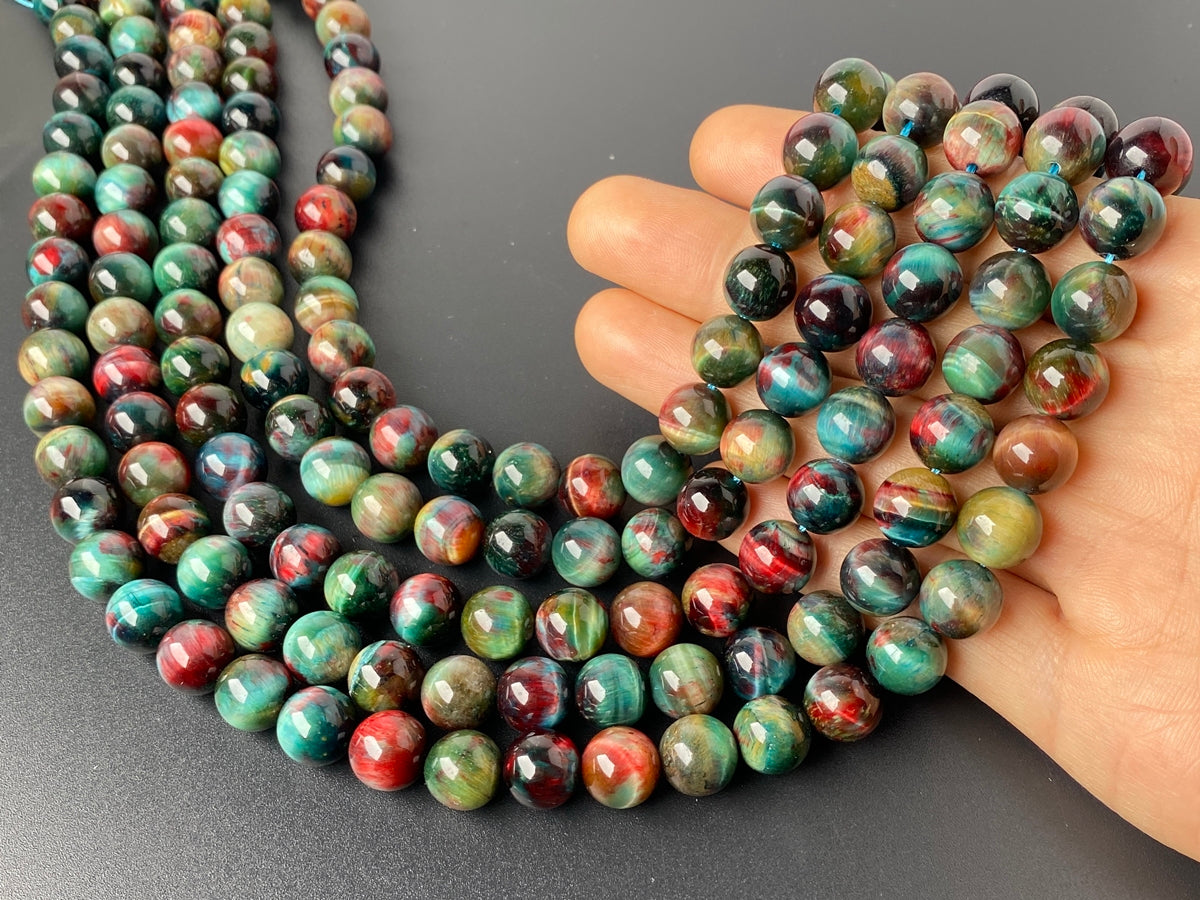 15.5" 8mm/10mm Dyed green Blue dream tiger eye stone round beads