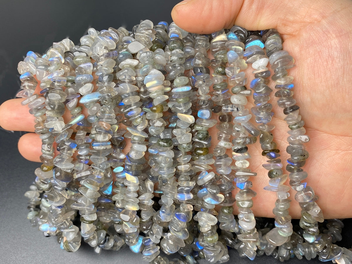 32" 5x10mm AA Natural Labradorite stone chips beads strand