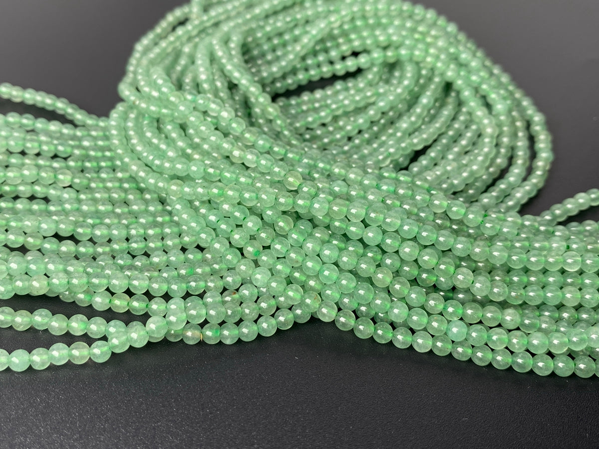 15.5" 3mm Natural Emerald green aventurine round jewelry beads supply